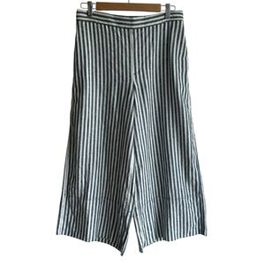 Banana Republic NWT Linen Blend Wide Leg Cropped Culottes Blue White Striped Sm